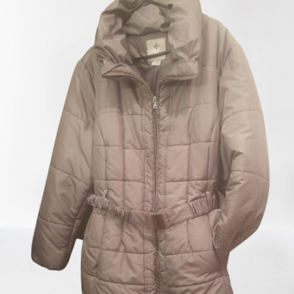 Puffer coat gray stretchable belt 2X Retro